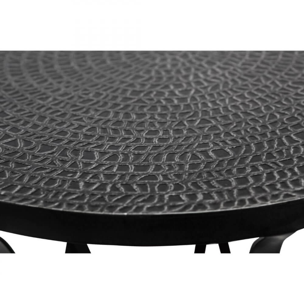 Cross Design Round Iron Silver Black Side Table