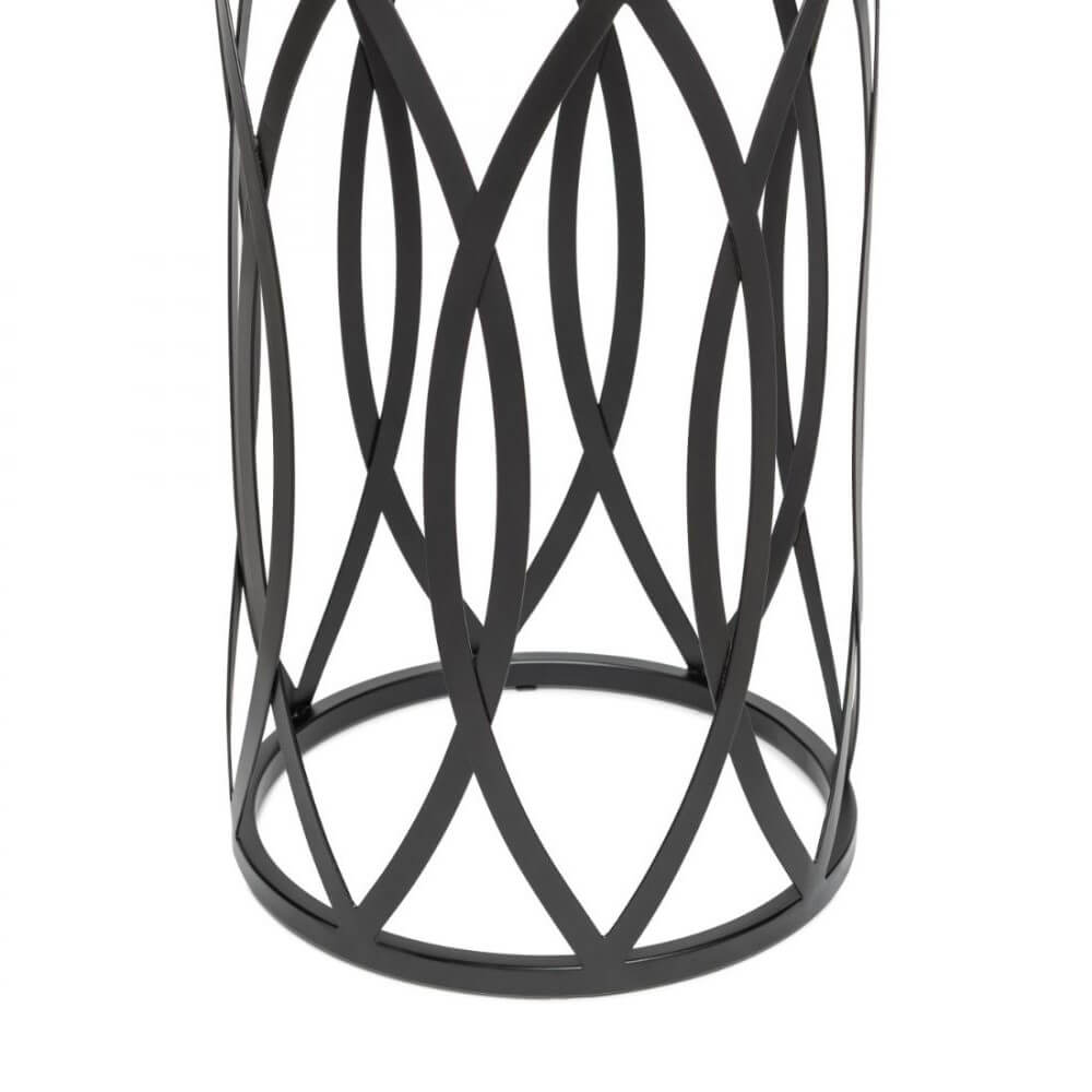 Cross Design Round Iron Silver Black Side Table