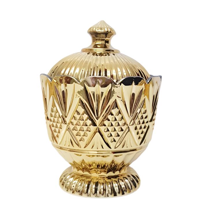 Crystal Diamond Embossed Pattern Glossy Glass Jar - Available in 3 Colors