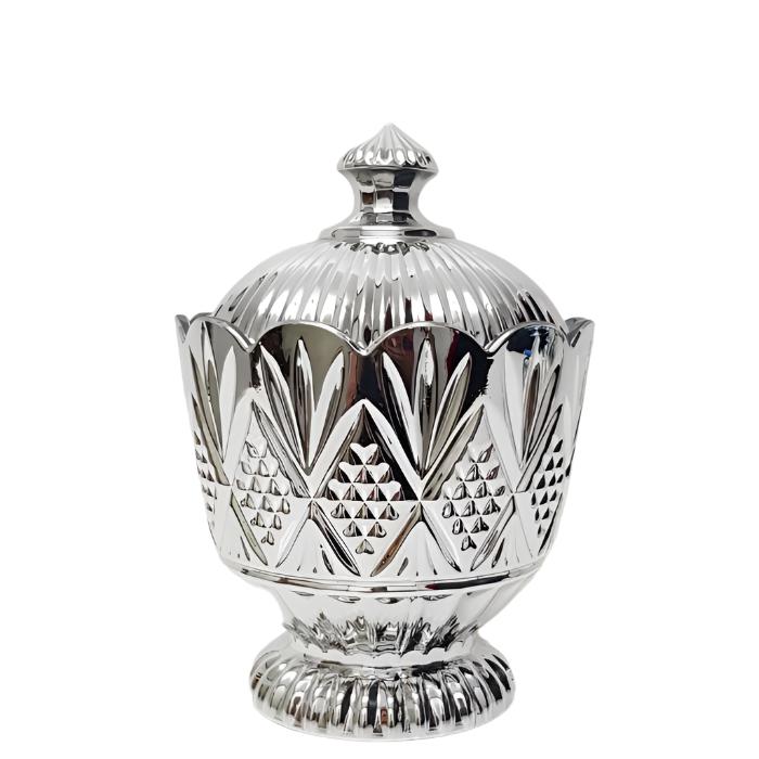 Crystal Diamond Embossed Pattern Glossy Glass Jar - Available in 3 Colors