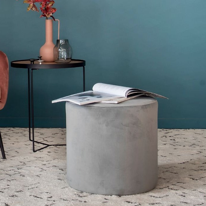 Cylindrical Comfort Velvet Ottoman (Available in 4 Colors)