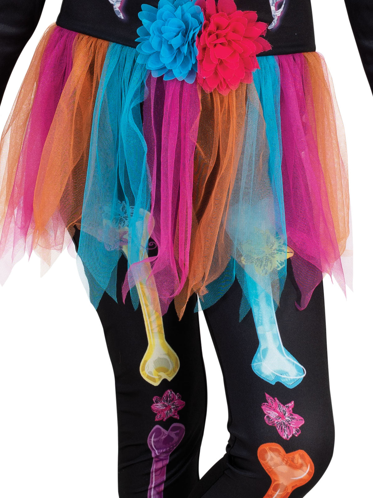 Day of the Dead Skeleton Neon Girl's Costumes (Available in 3 Sizes)
