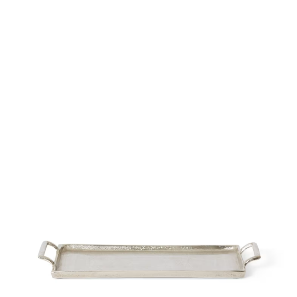 Decor Dixson Rectangular Metal Tray - Silver - Available in 2 Sizes