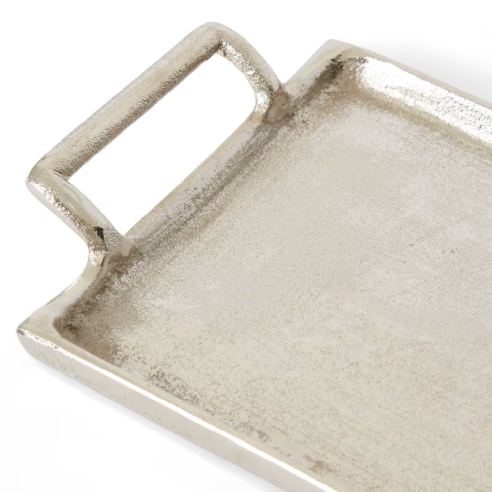 Decor Dixson Rectangular Metal Tray - Silver - Available in 2 Sizes