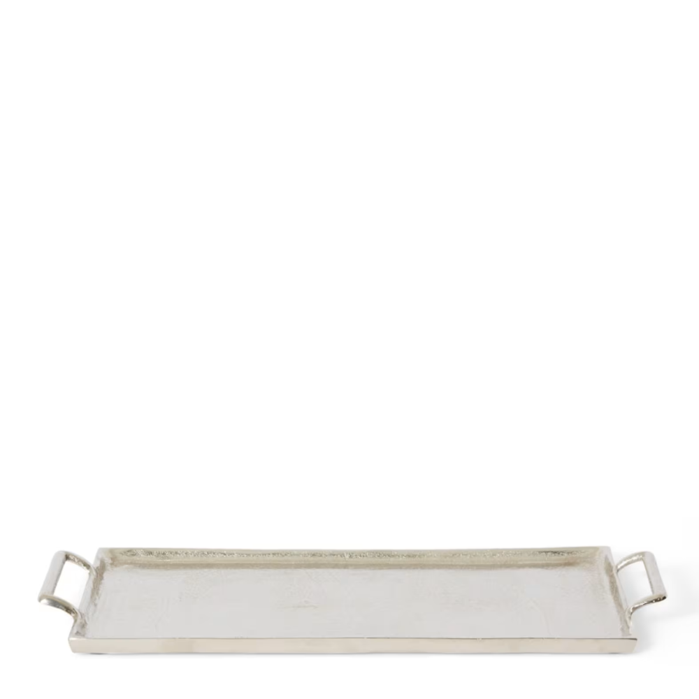 Decor Dixson Rectangular Metal Tray - Silver - Available in 2 Sizes