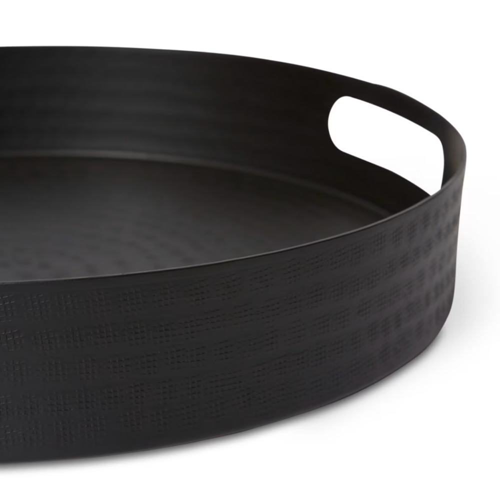 Decor Madur Round Metal Tray - Black - Available in 2 Sizes