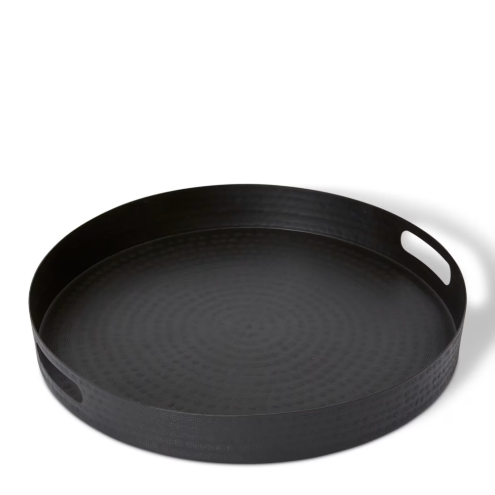 Decor Madur Round Metal Tray - Black - Available in 2 Sizes