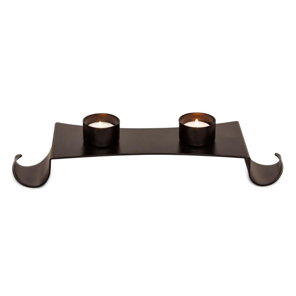 Decorative Double Black Metal Tealight Holders On Stand