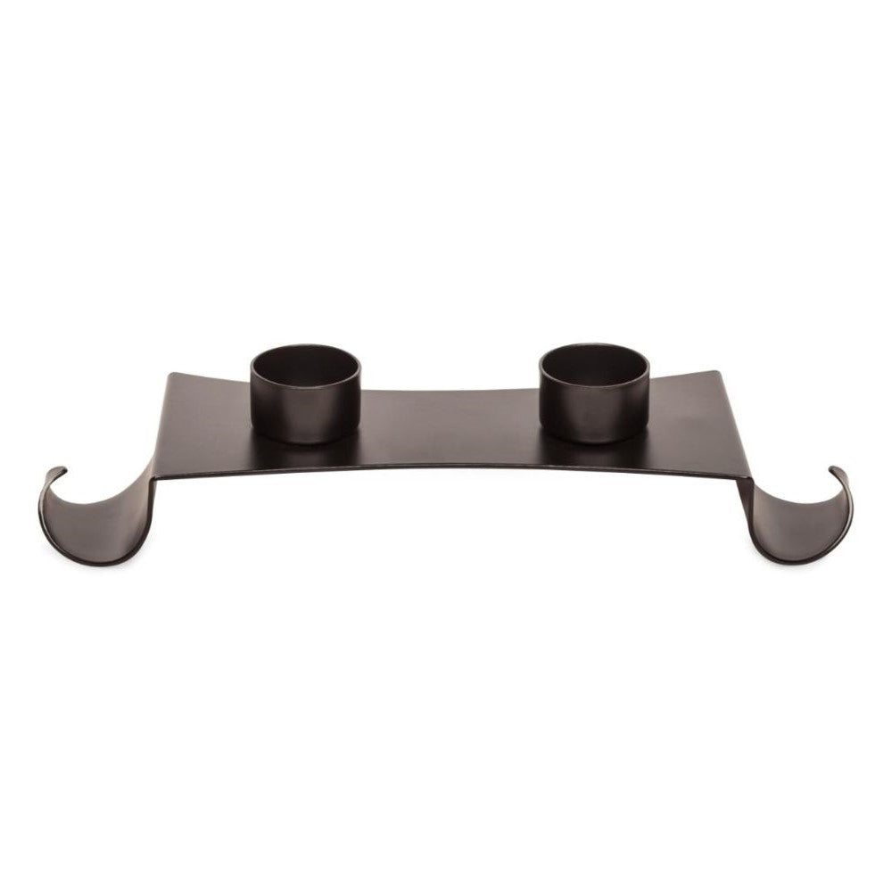 Decorative Double Black Metal Tealight Holders On Stand