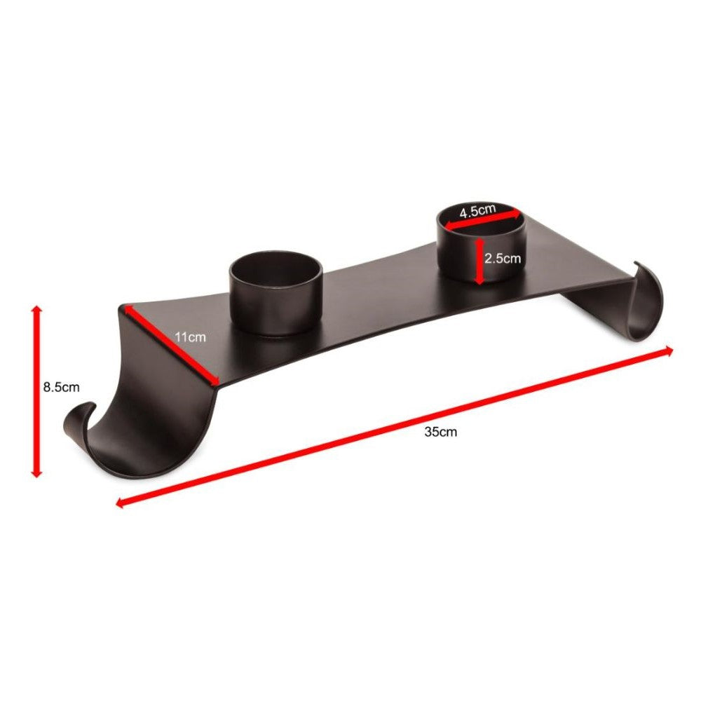 Decorative Double Black Metal Tealight Holders On Stand