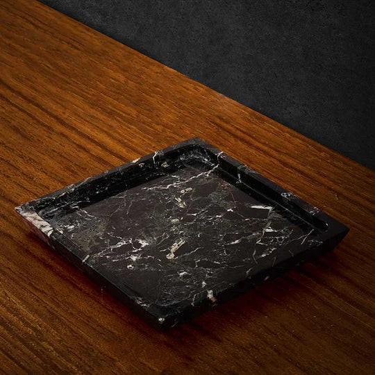 Decorative Marble Square Tray - Black