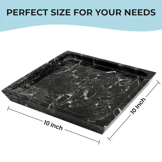 Decorative Marble Square Tray - Black