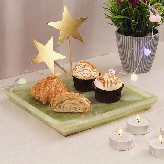 Decorative Marble Square Tray - Green