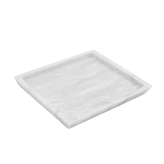 Decorative Marble Square Tray - White