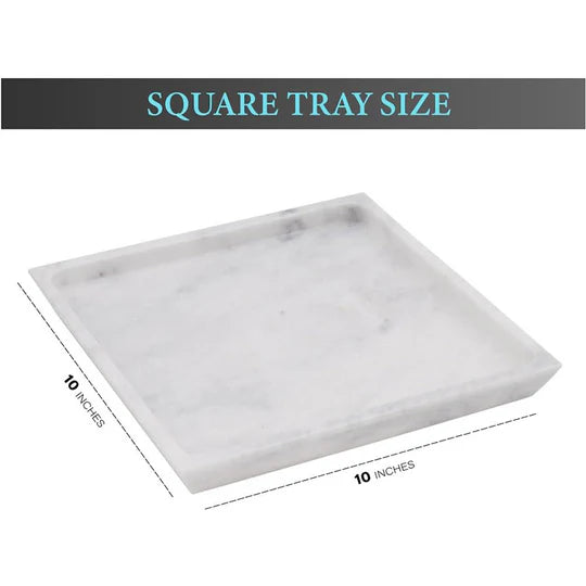 Decorative Marble Square Tray - White