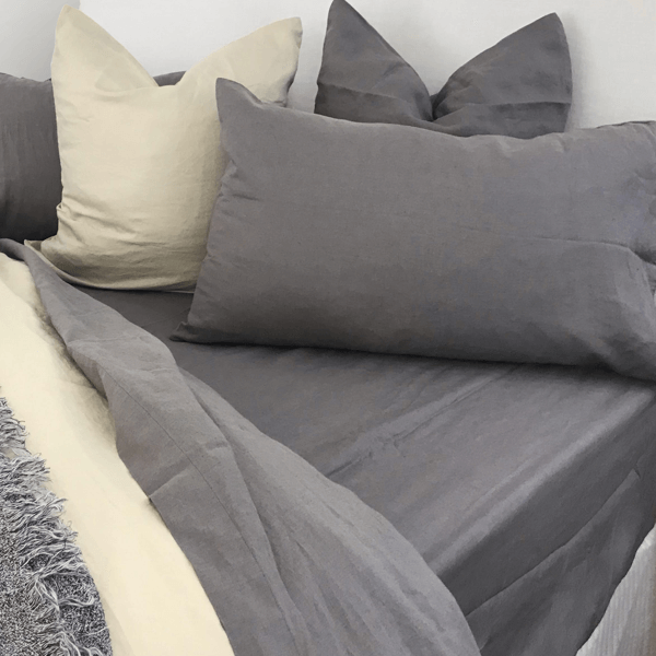 Delight Pure Linen 60 x 60cm Pillowcase Set of 2 - Charcoal