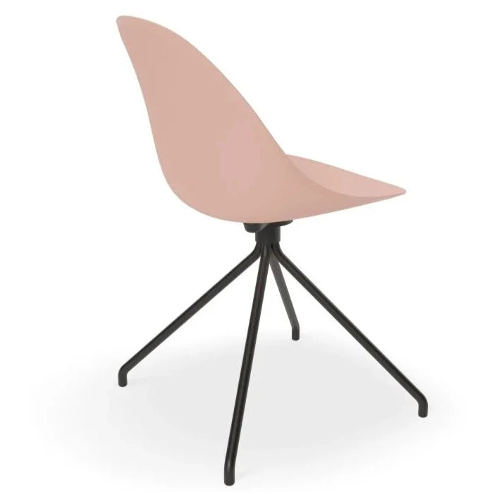 Delight Soft Pink Shell Seat Pyramid Base Dining Chair