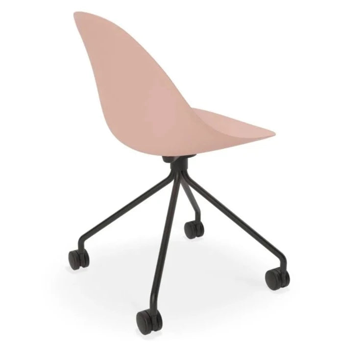Delight Soft Pink Shell Seat Pyramid Base with Castors Dining Chair