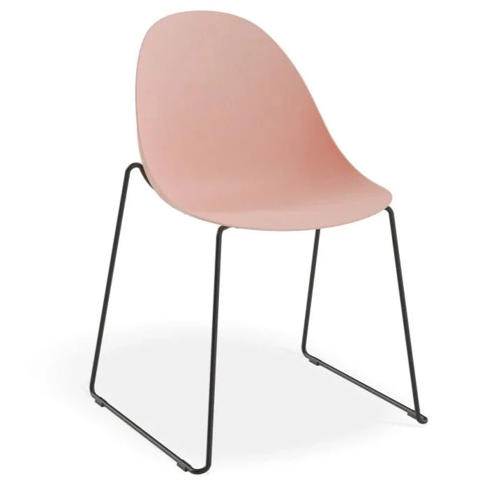 Delight Soft Pink Shell Seat Sled Base - Black Dining Chair