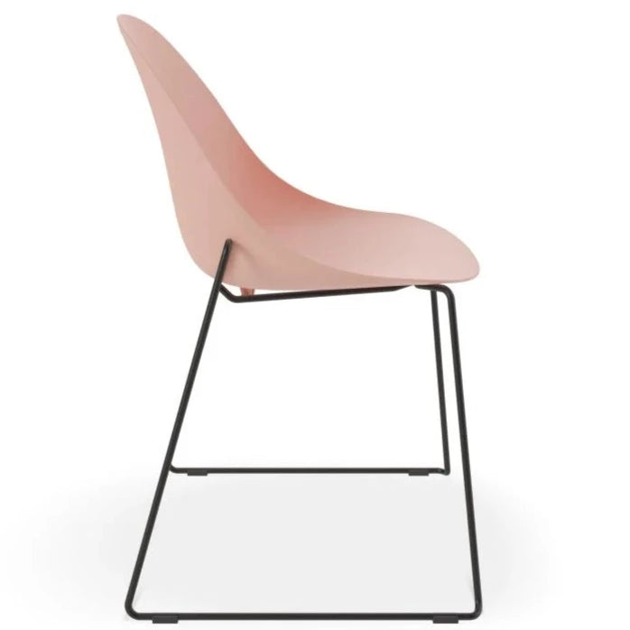 Delight Soft Pink Shell Seat Sled Base - Black Dining Chair