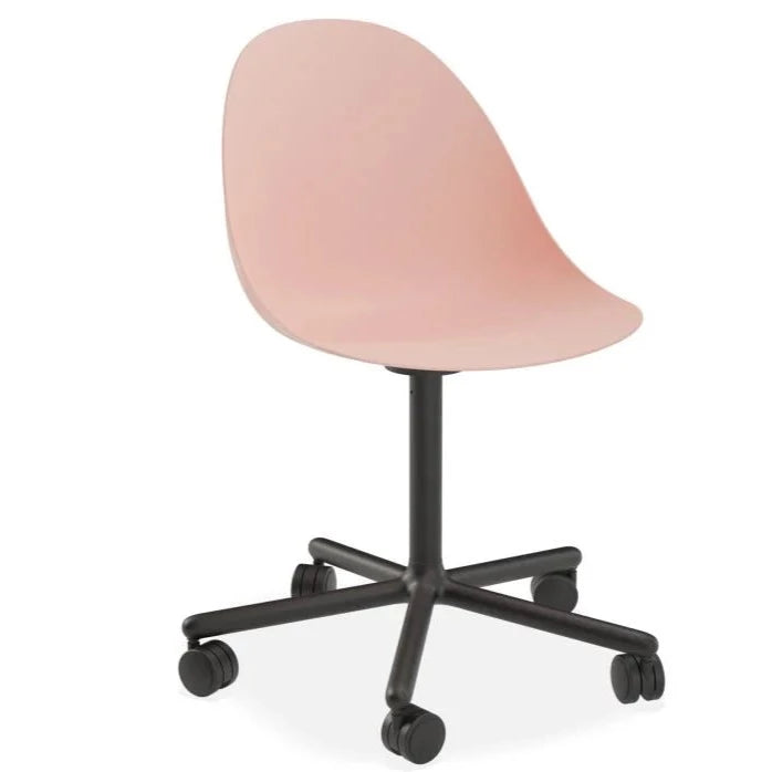 Delight Soft Pink Shell Seat Swivel Base with Castors Dining Chair