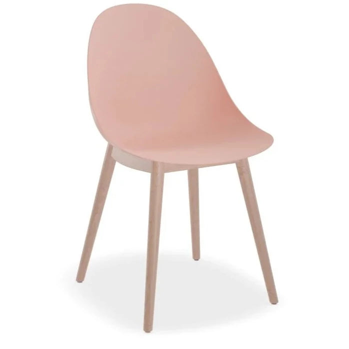 Delight Soft Pink Shell Seat Wooden Legs Dining Chair
