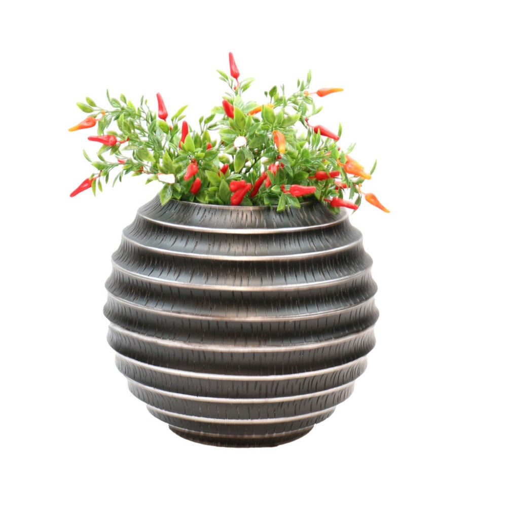 Designer Black Striped Flower Pot