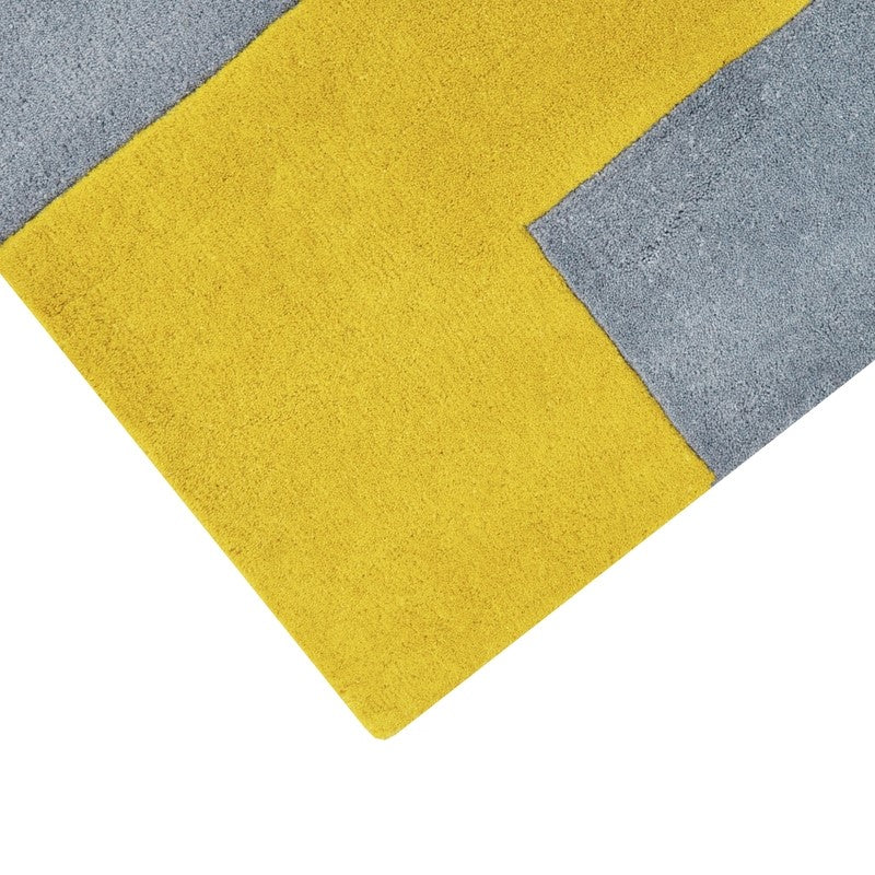 Designer Blocks Handmade Wool Rug - Yellow (Available in 3 Sizes)