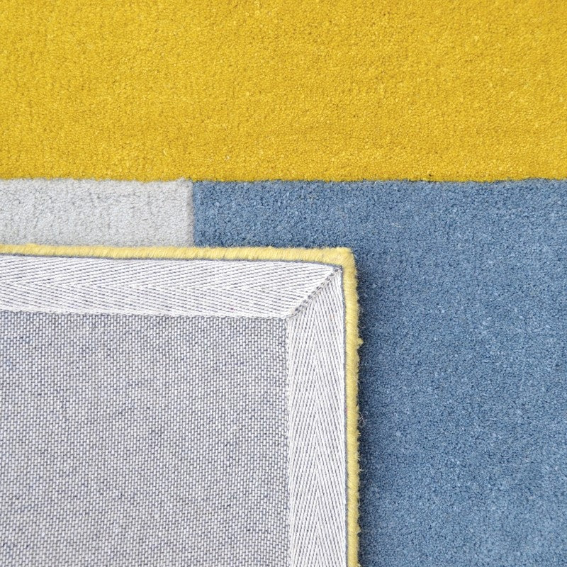 Designer Blocks Handmade Wool Rug - Yellow (Available in 3 Sizes)