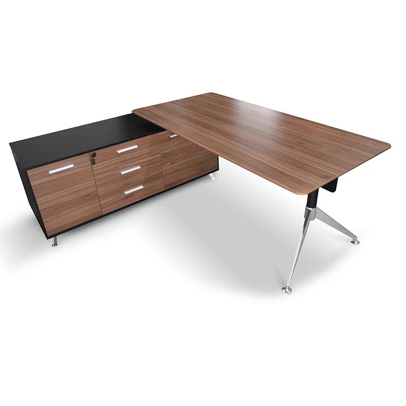 Designer Executive Office Desk Left Return - Walnut