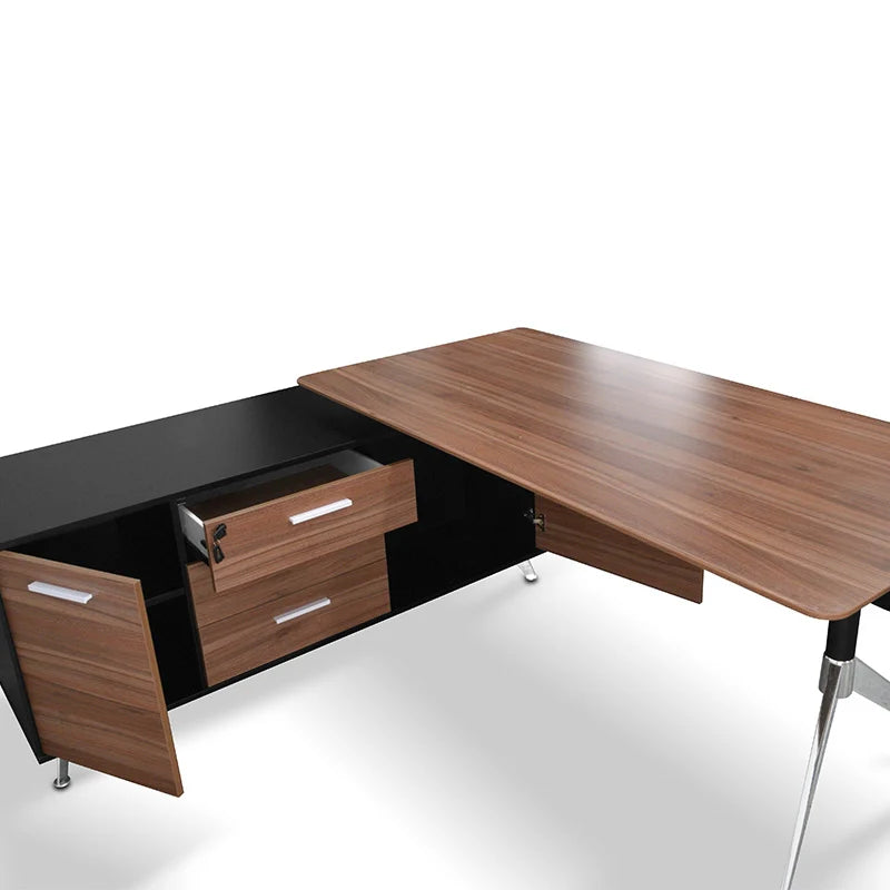 Designer Executive Office Desk Left Return - Walnut