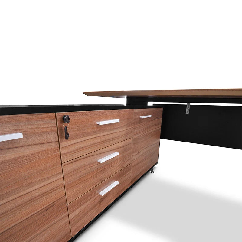 Designer Executive Office Desk Left Return - Walnut