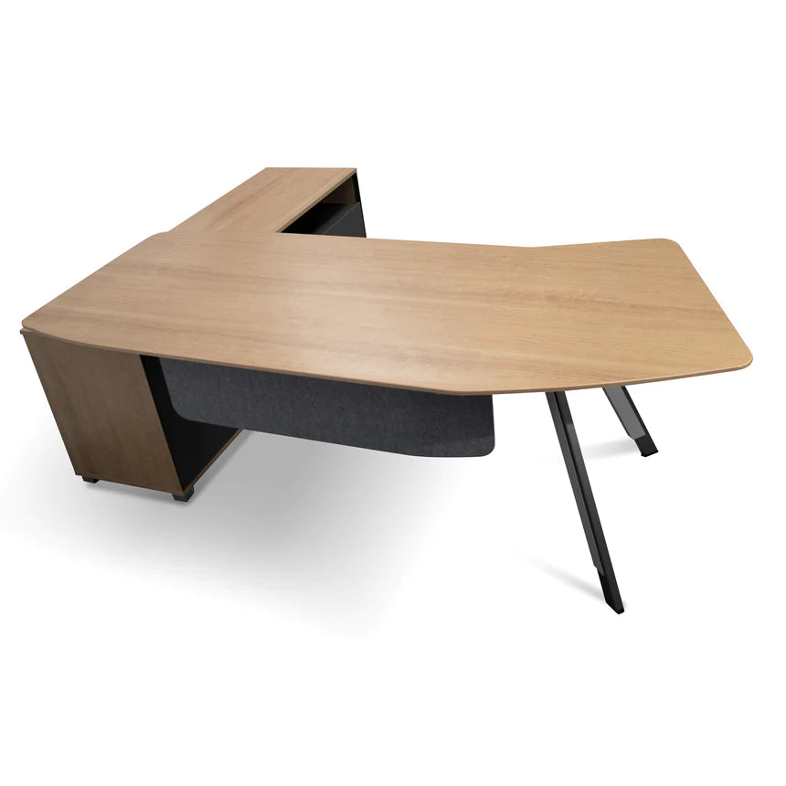 Designer Right Return Office Desk 220cms - Natural & Grey