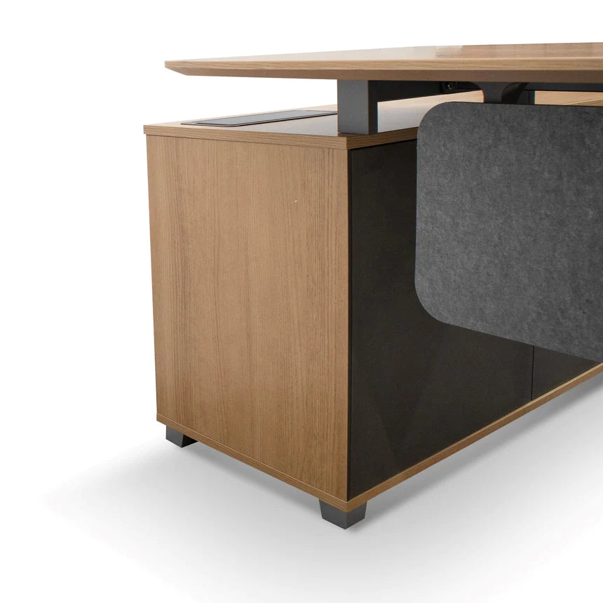 Designer Right Return Office Desk 220cms - Natural & Grey