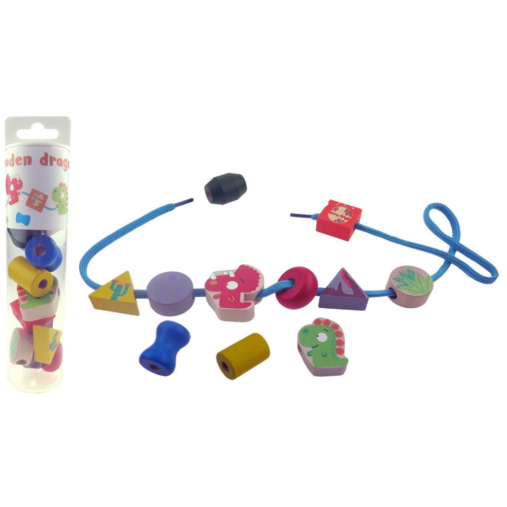 Dinosaur Laced Wooden Blocks Play Toy