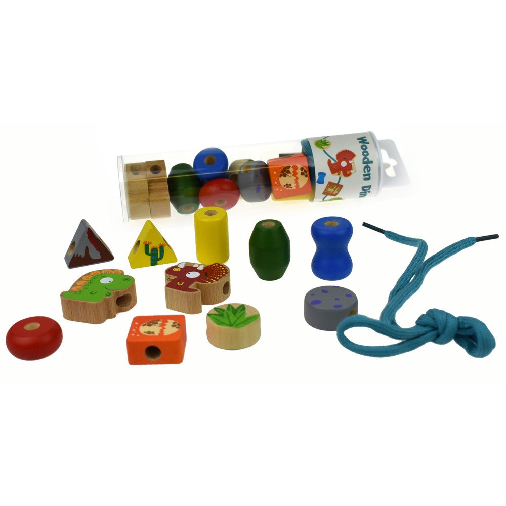 Dinosaur Laced Wooden Blocks Play Toy