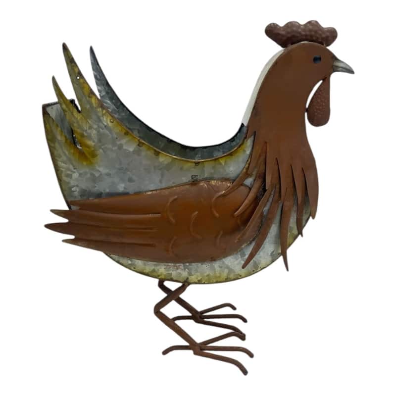 Distress Finish Chicken Planter/Storage Holder - 30.5cms