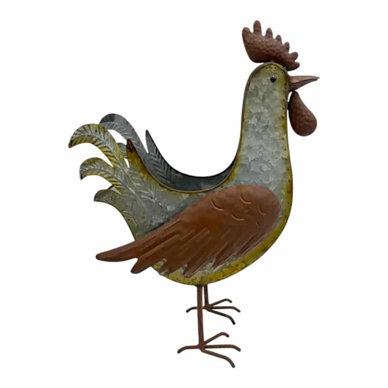 Distress Finish Rooster Planter/Storage Holder - 39.5cms