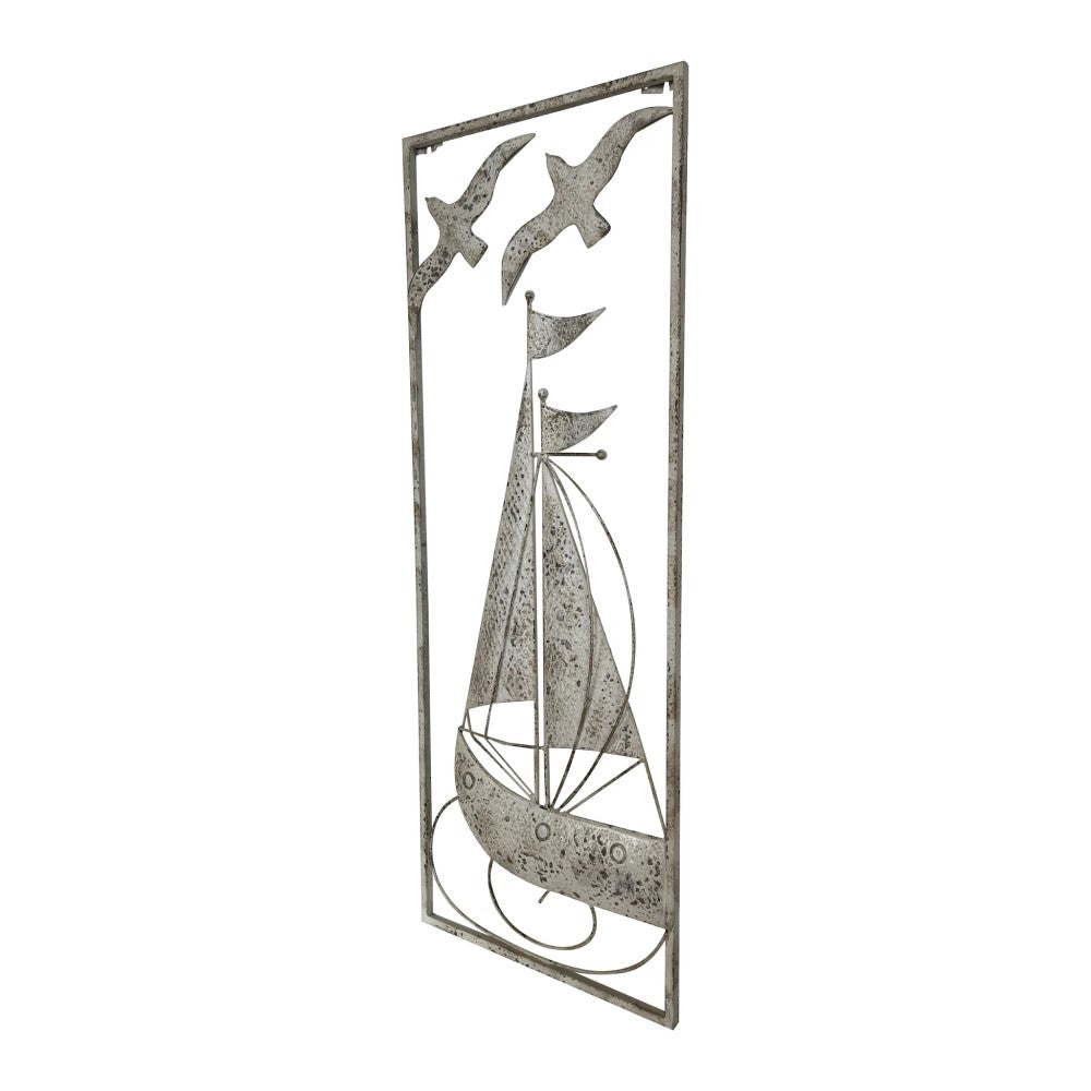 Distressed Finish Sailboat Wall Art - 35x3x90cms