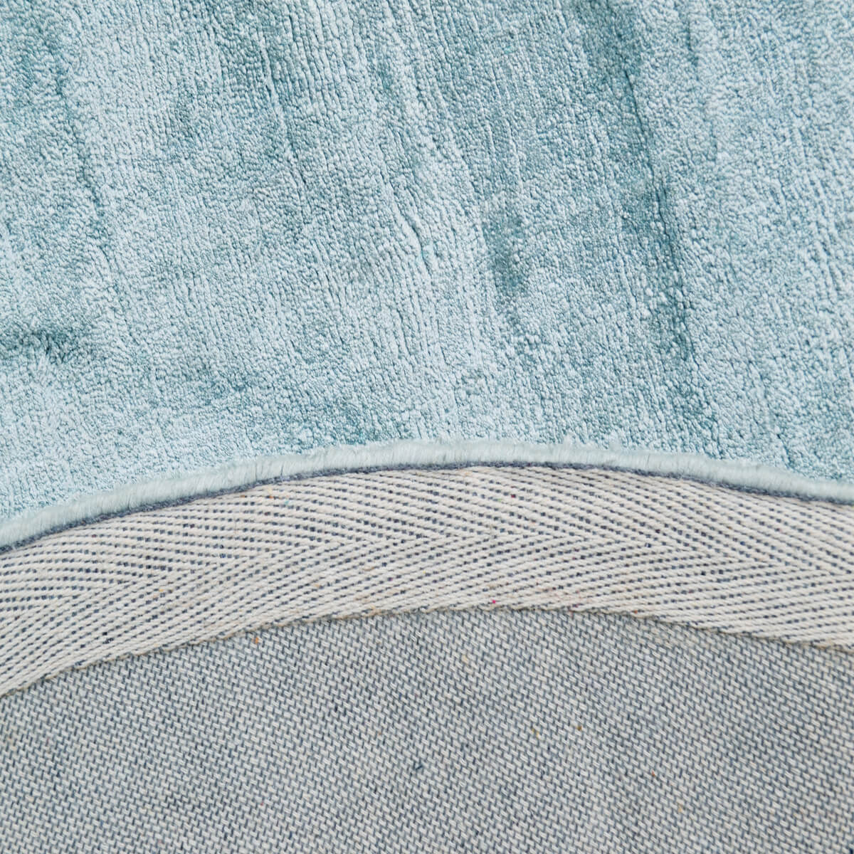 Distressed Sea Blue Handmade Viscose Rug - Round