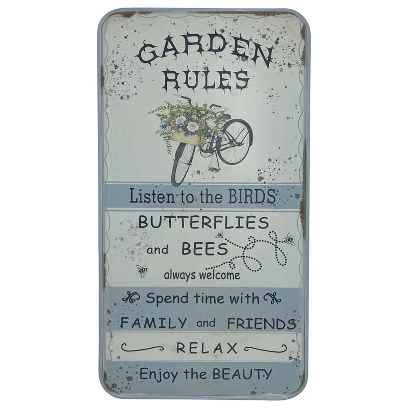 Distressed White Garden Rules Wall Decor 61cms