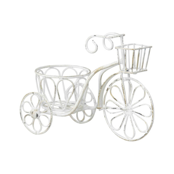 Distressed White Small Bicycle Outdoor Planter