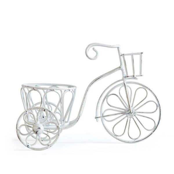 Distressed White Small Bicycle Outdoor Planter