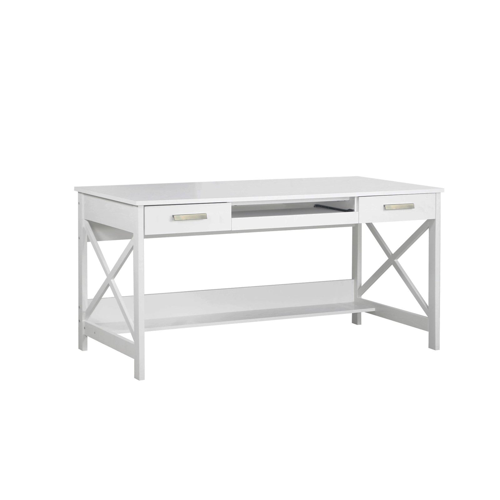 Distressed White Writing Desk with Vintage Appeal