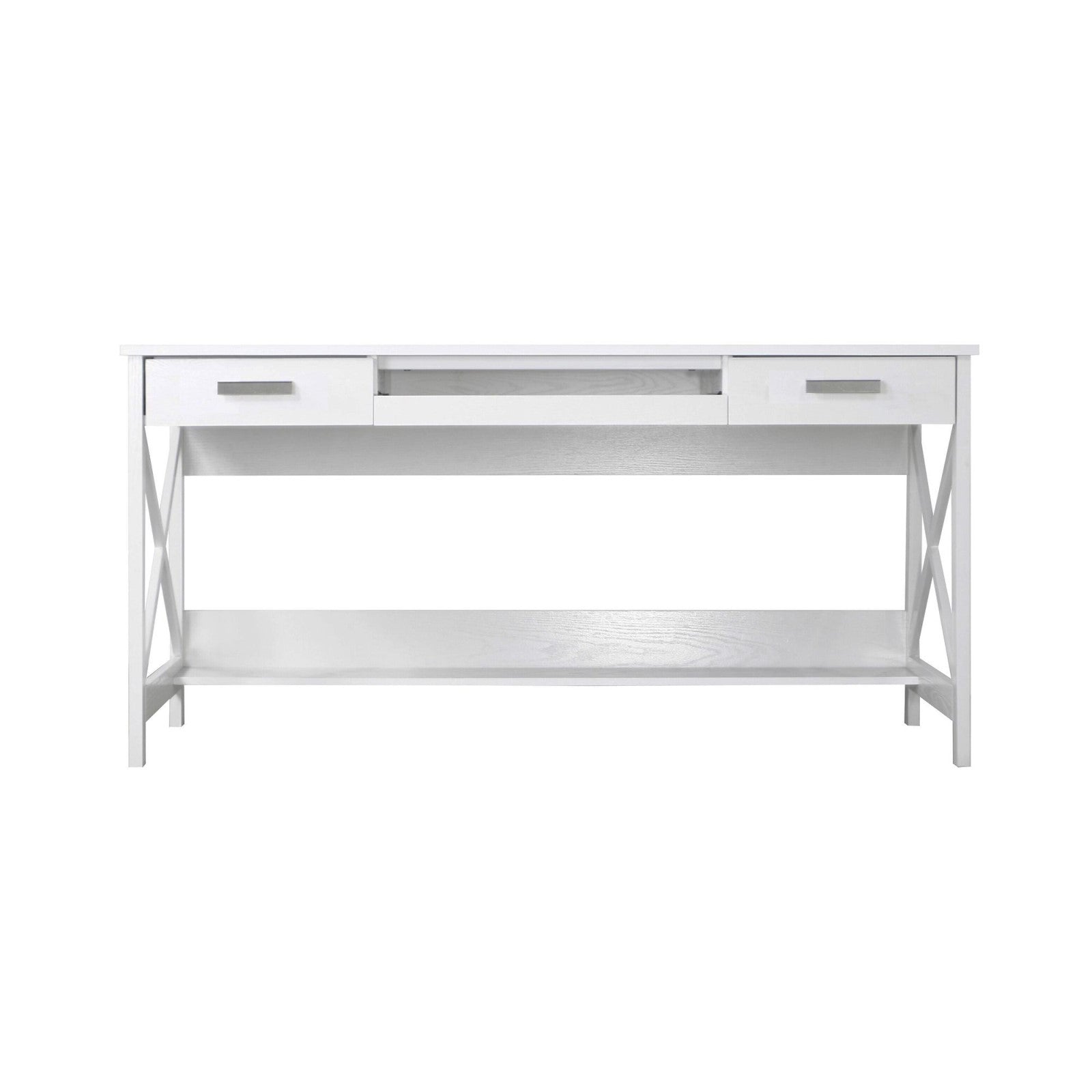 Distressed White Writing Desk with Vintage Appeal