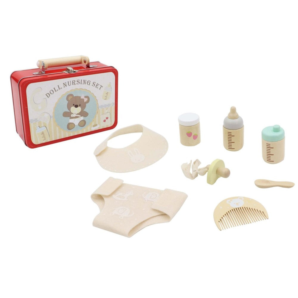 Doll Nursing Pretend Play Kids Playset In Tin