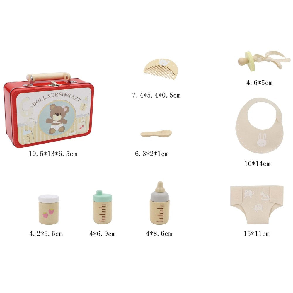 Doll Nursing Pretend Play Kids Playset In Tin