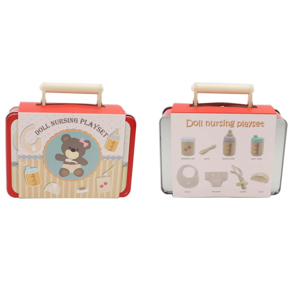 Doll Nursing Pretend Play Kids Playset In Tin