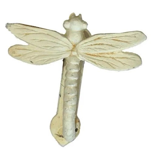 Dragonfly Cast Iron Door Knocker - Antique White