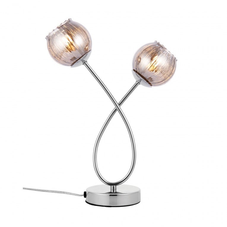 Smokey Allure Mirrored Glass Detail Table Lamp